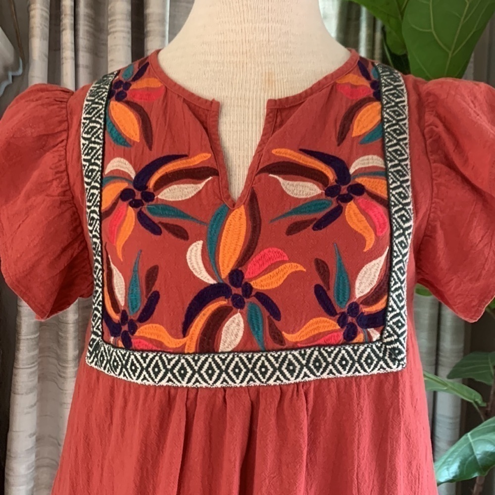 L Love sz M ruffle sleeve embroidered dress - Picture 2 of 7